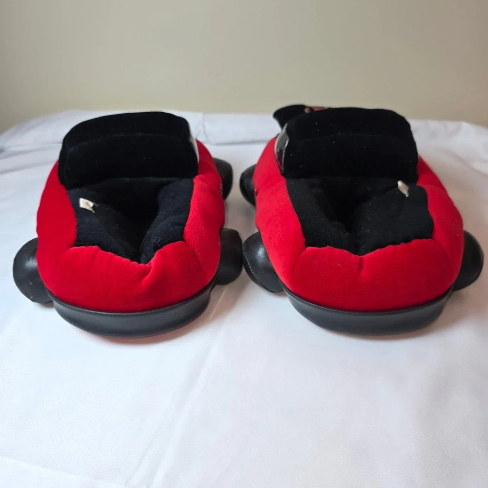 Vintage 2001 Hot Wheels Kids Plush Car Slippers Red Black 3D Race Car Size 4-5 L